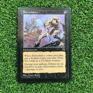 MTG Sarcomancy Tempest Rare 1997 Zombie Enchantment Vintage Magic The Gathering